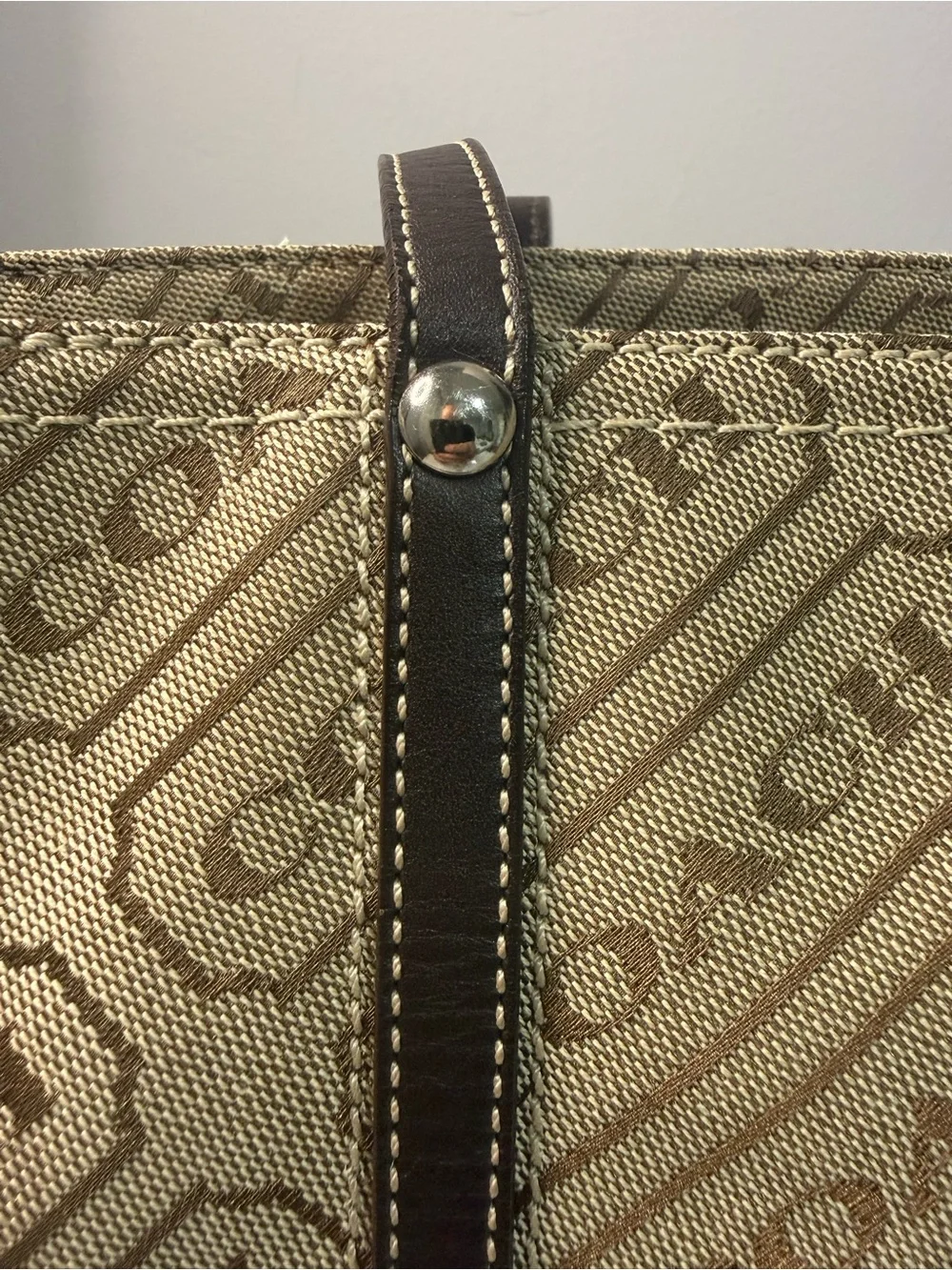 Coach Lozenge Beige and Brown Tote Bag